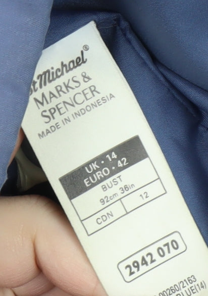 Marks & Spencer Women's Blue Mid-Length Coat Size 14