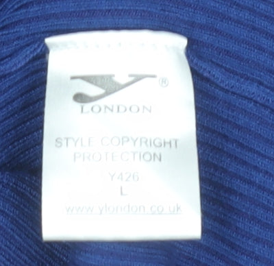 Y London Women's Blue V-Neck Knit Dress Size L