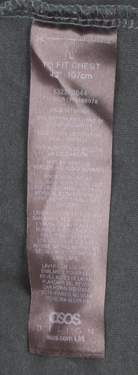 ASOS Men's Black T-Shirt, L, Short Sleeve, Cotton