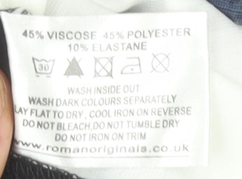 Roman Women's Floral Top, Size 12, Black/White, Cap Sleeve