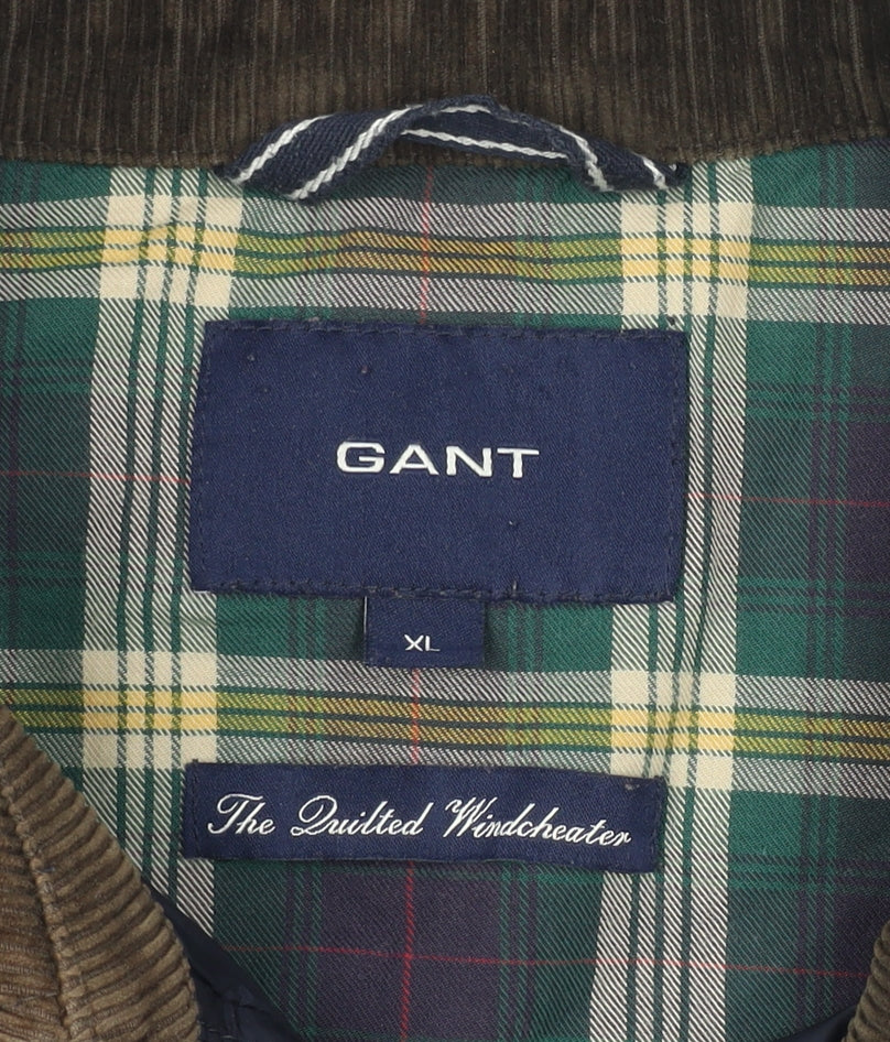 GANT Men's Blue Quilted Jacket, XL, Zip Closure