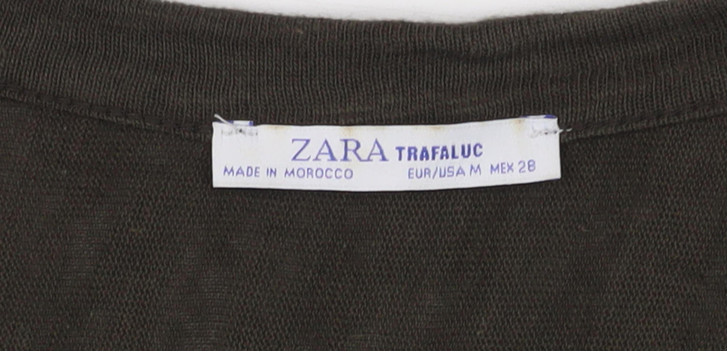 Zara Women's Green Wrap Blouse Size M with Buckle