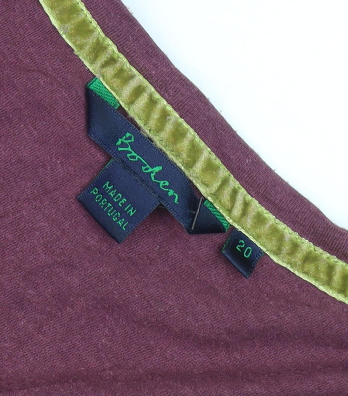 Boden Women's Purple 3/4 Sleeve Scoop Neck Blouse