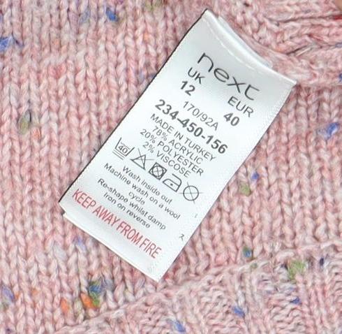 Next Women's Pink Pullover Jumper, Size 12, Round Neck