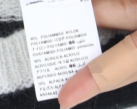 Benetton Women's Black & White Striped Jumper M