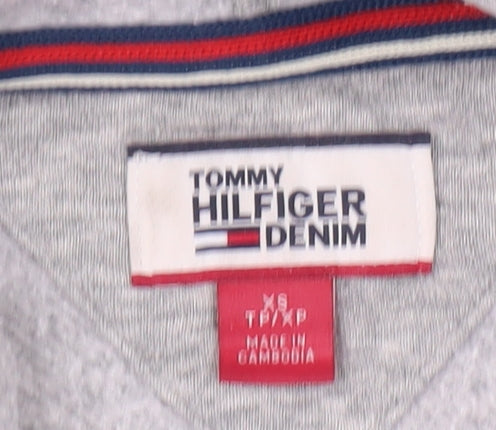 Tommy Hilfiger Men's Grey Hoodie XS, Logo Pullover, All Seasons