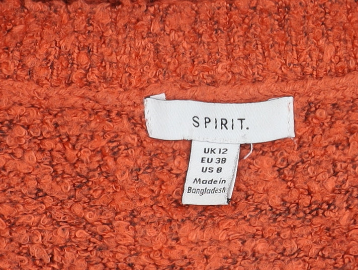 Spirit Women's Orange V-Neck Pullover Jumper Size 12