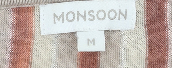 Monsoon Women's Beige Striped Pullover Jumper, M
