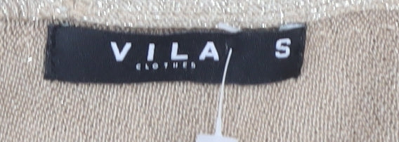 VILA Women's Beige Knit V-Neck Dress, Size S