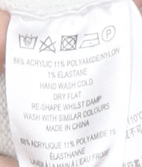 French Connection Women's White Striped Roll Neck Jumper - M