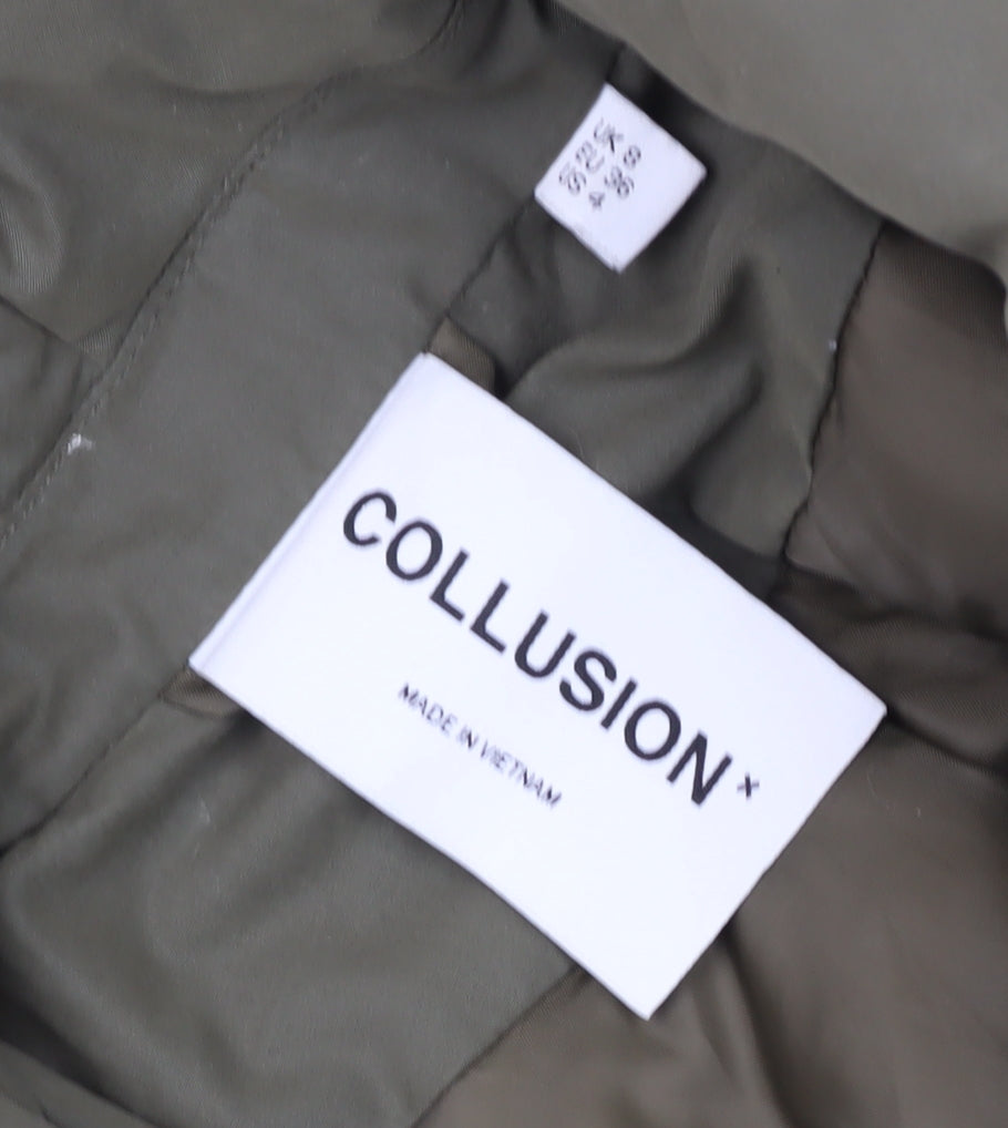 Collusion Green Trench Coat Women's Size 8 Hooded