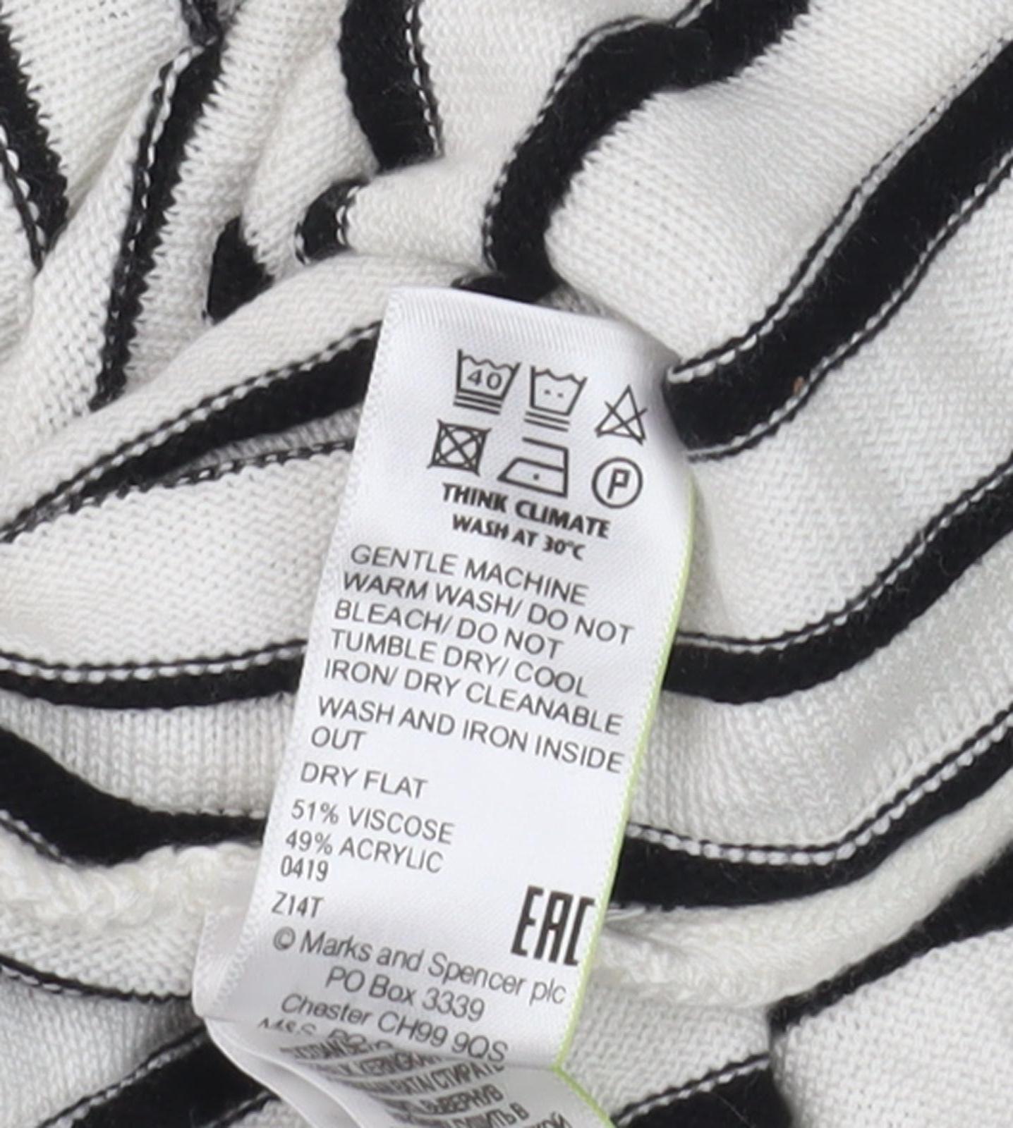 Marks & Spencer Women's Ivory Black Striped Dress, Size 16