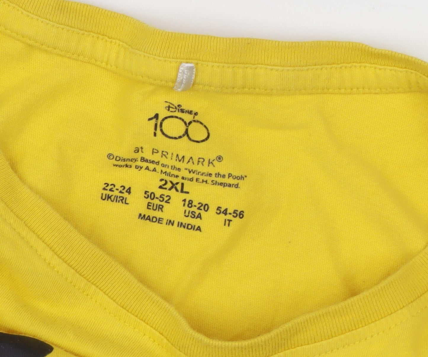 Primark Disney Winnie the Pooh Yellow T-Shirt 2XL