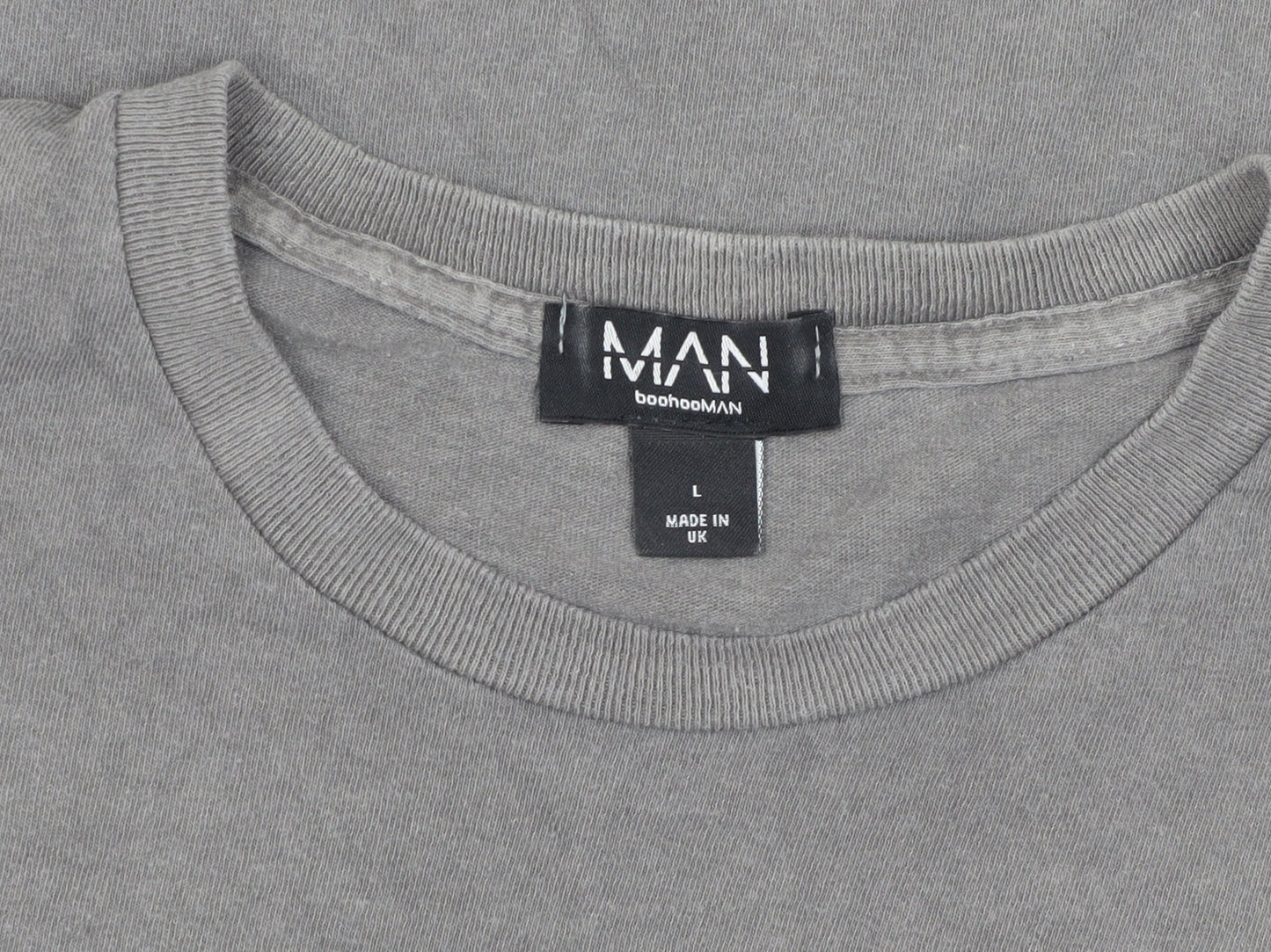 boohooMAN Grey Graphic Print Men's T-Shirt (L) Crew Neck