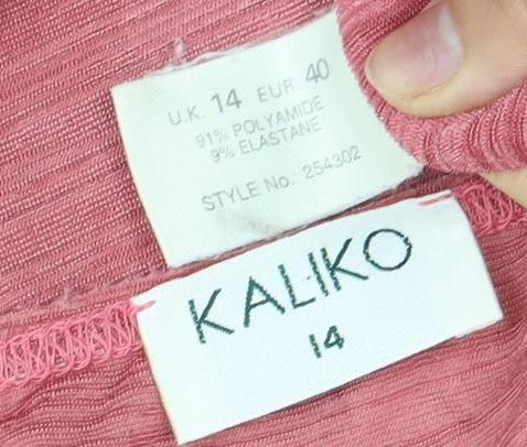 Kaliko Women's Pink Top, Size 14, Square Neck Design