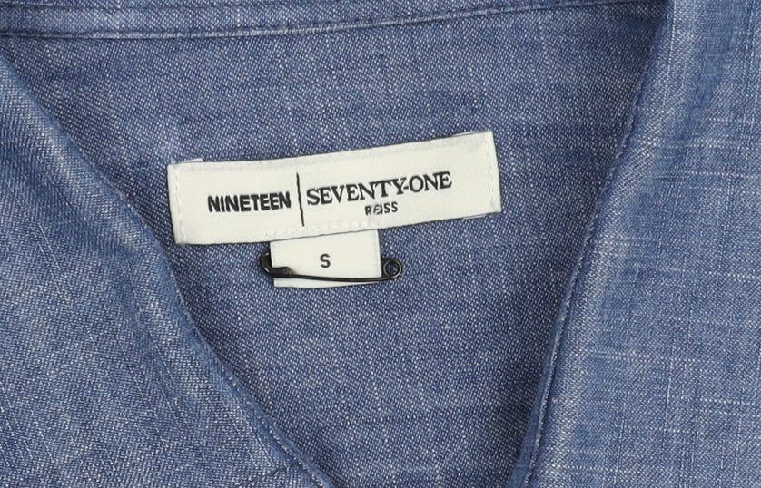 Reiss Men's Blue S Chambray Short Sleeve Shirt