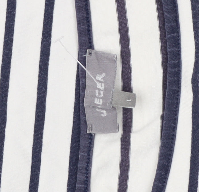 Jaeger Women's Striped Boat Neck 3/4 Sleeve Dress