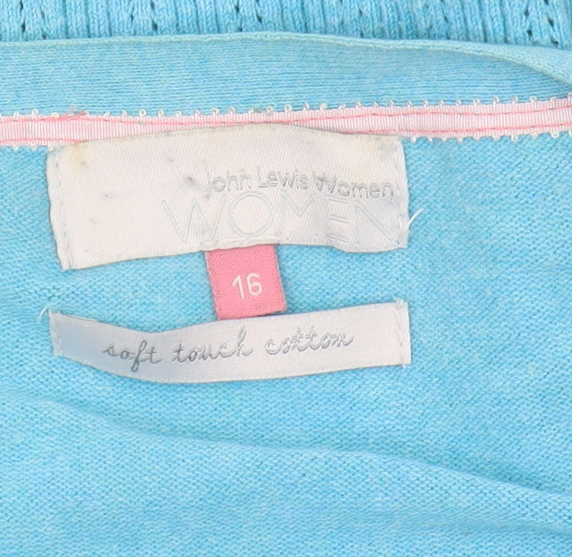 John Lewis Women's Blue V-Neck Cardigan Size 16