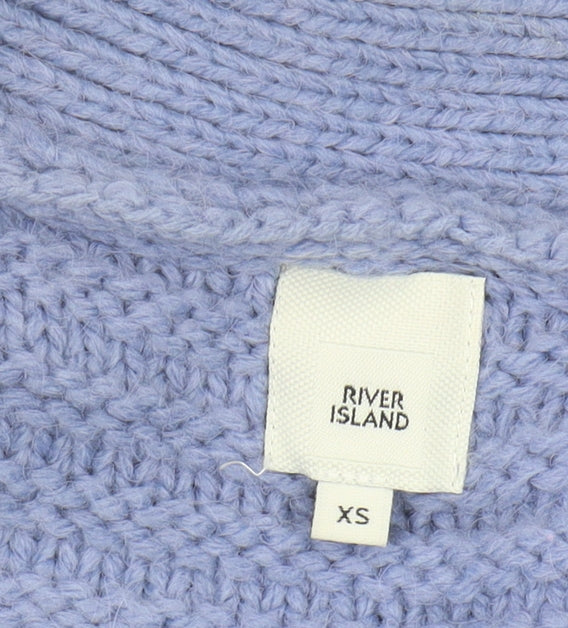 River Island Women's Blue Cardigan XS, Open-Knit