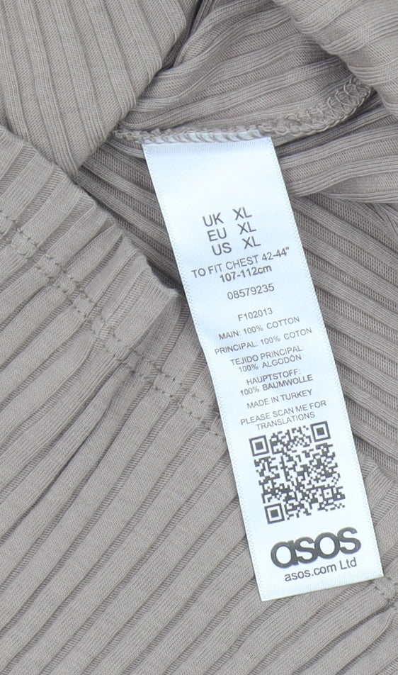 ASOS Women's Beige High Neck Knit Blouse XL Casual