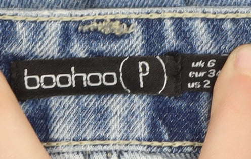 Boohoo Women's Blue Distressed Mom Jeans 6 Petites