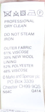 Marks and Spencer Ivory Pea Coat Women UK 10 Autumn/Winter