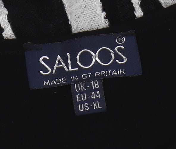 Saloos Women's Black Geometric Top, Size 18