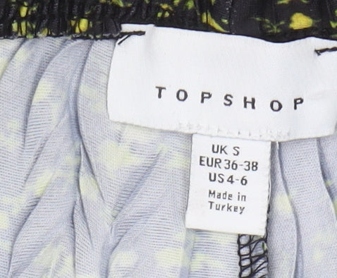 Topshop Women's Black Floral Wide-Leg Trousers S