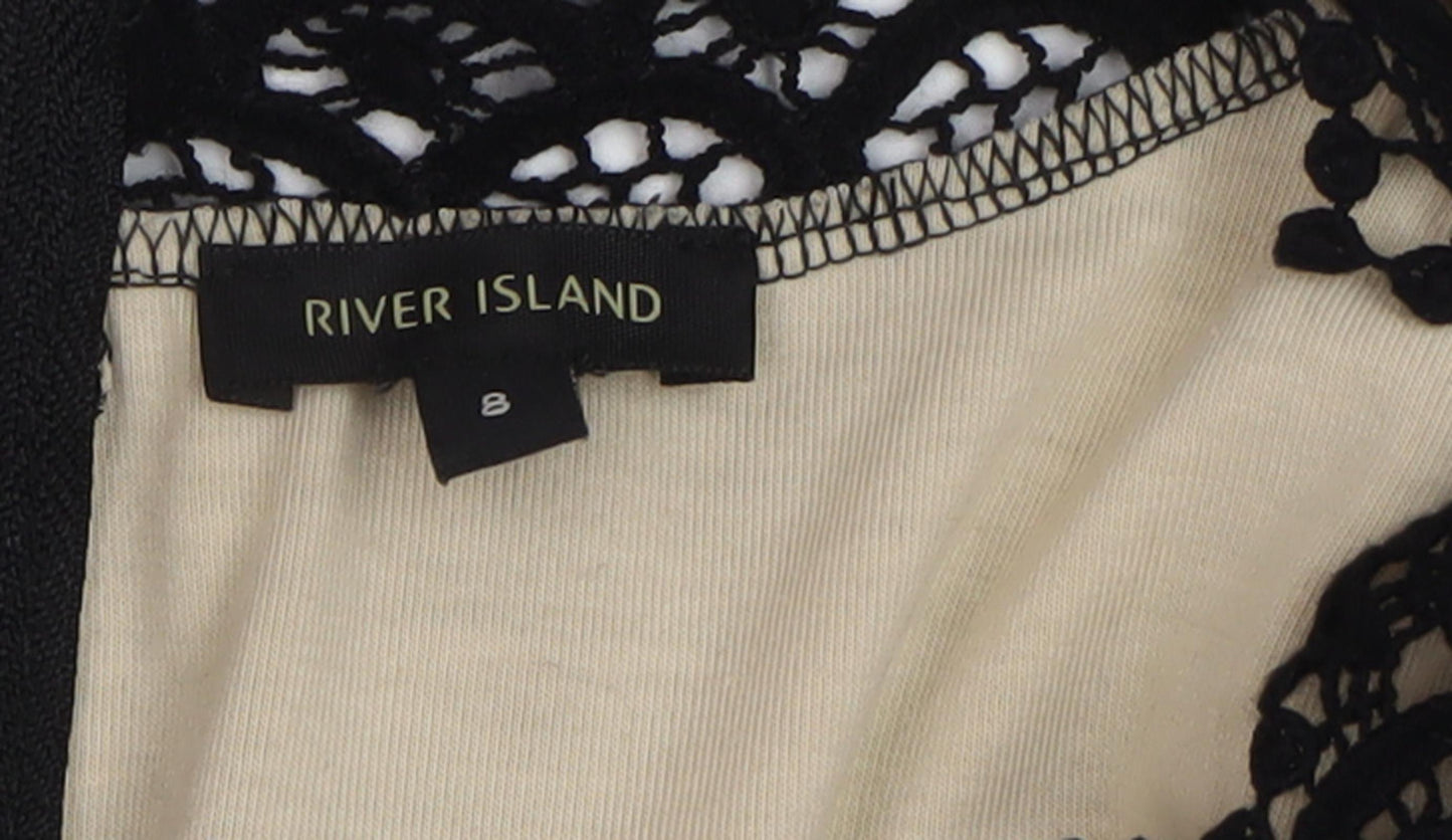 River Island Women's Black Lace Cropped Blouse