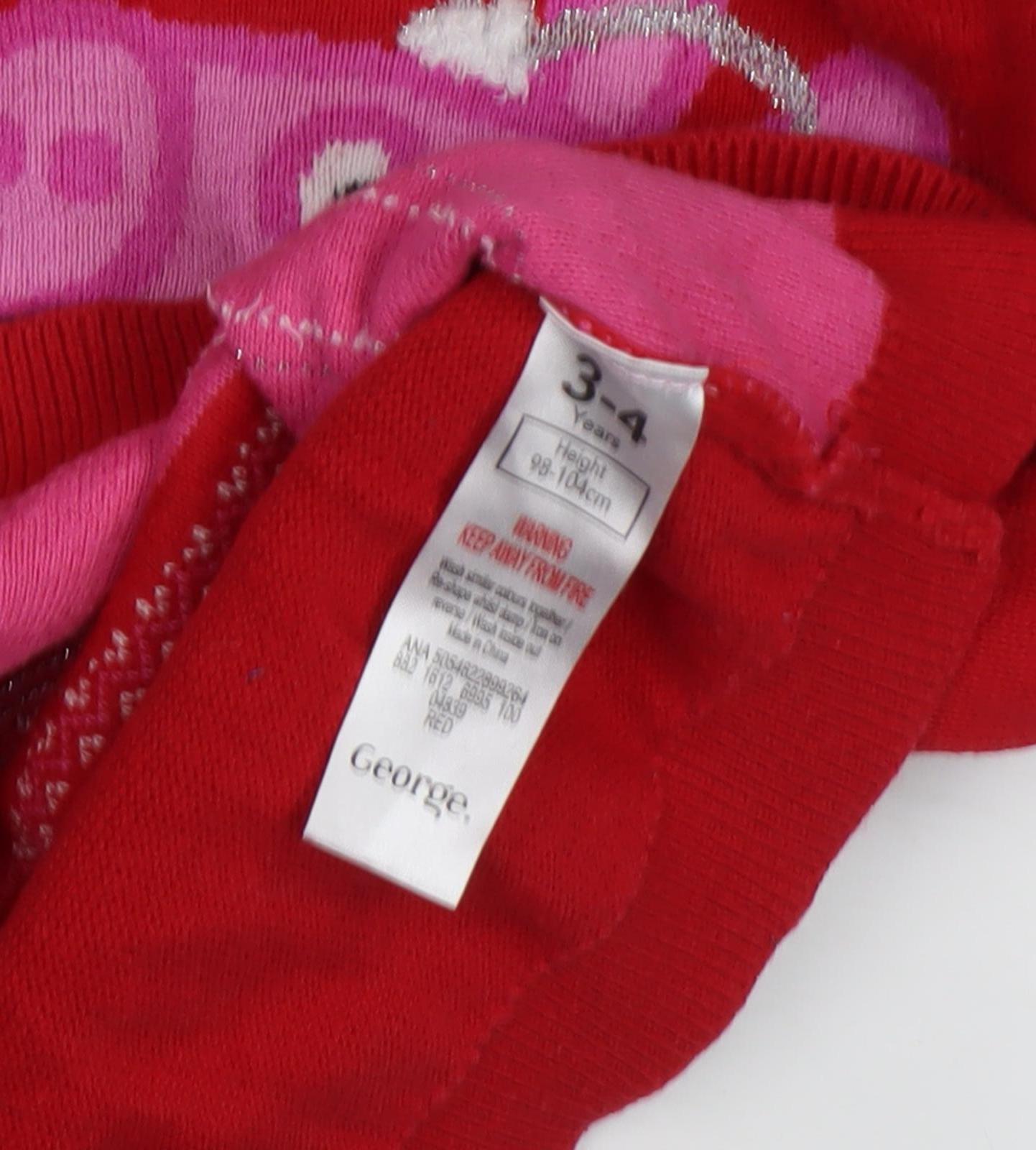 George Girls Red Peppa Pig Jumper 3-4 Years, Winter Cartoon Knit