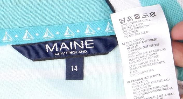Maine Women's Multicoloured Striped T-Shirt, Size 14