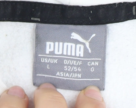 Puma Men's White Logo Pullover Hoodie L