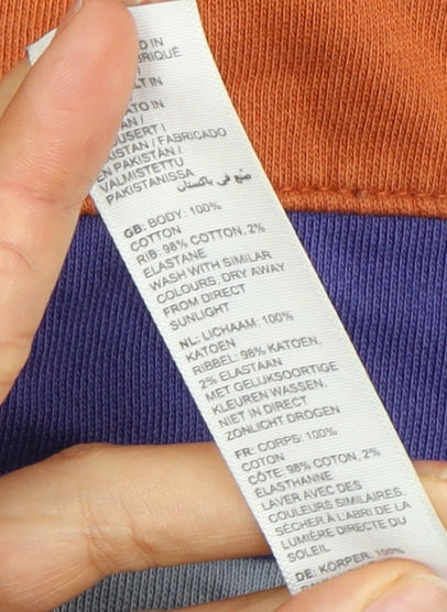 Fat Face Men's Orange Striped Crew Neck Sweatshirt L