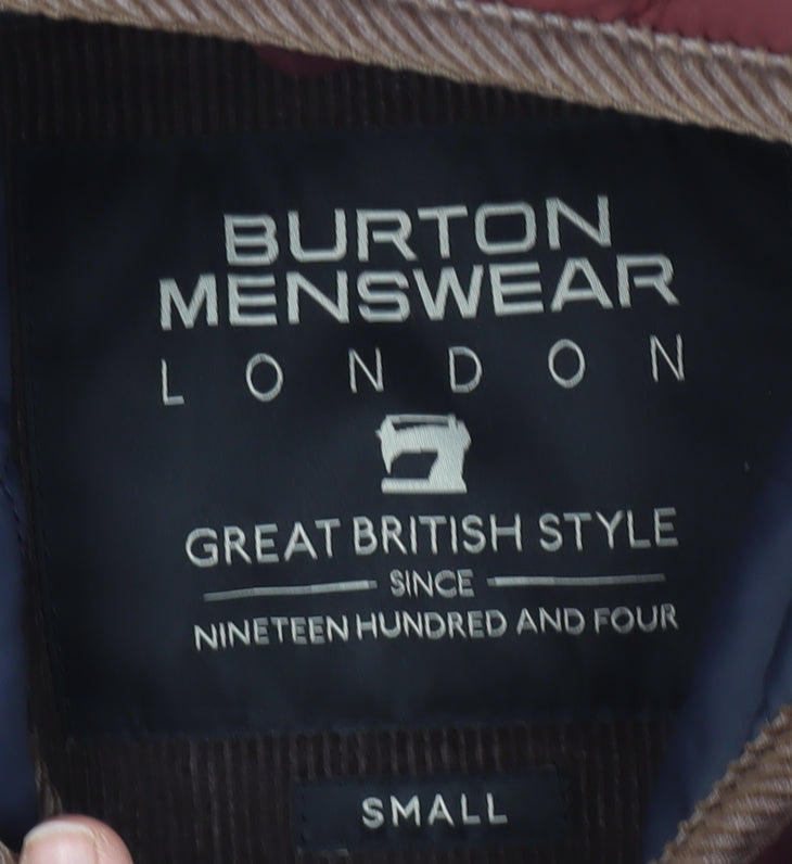Burton Menswear London Men's Red Quilted Hooded Jacket S