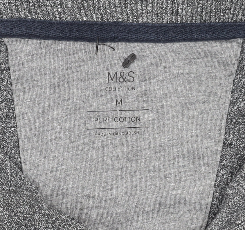 Marks and Spencer Men's Grey Cotton Polo Shirt M