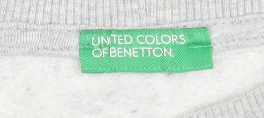 United Colors of Benetton Women's Grey Cotton Blend Pullover Jumper Size XS