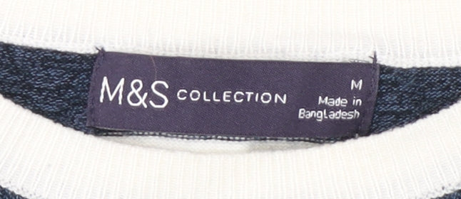 Marks and Spencer Women's Blue Stripe Pullover Jumper M