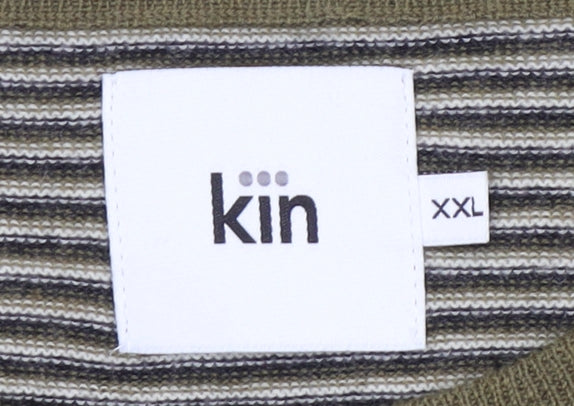 Kin Men's Green 2XL Striped Pullover Jumper
