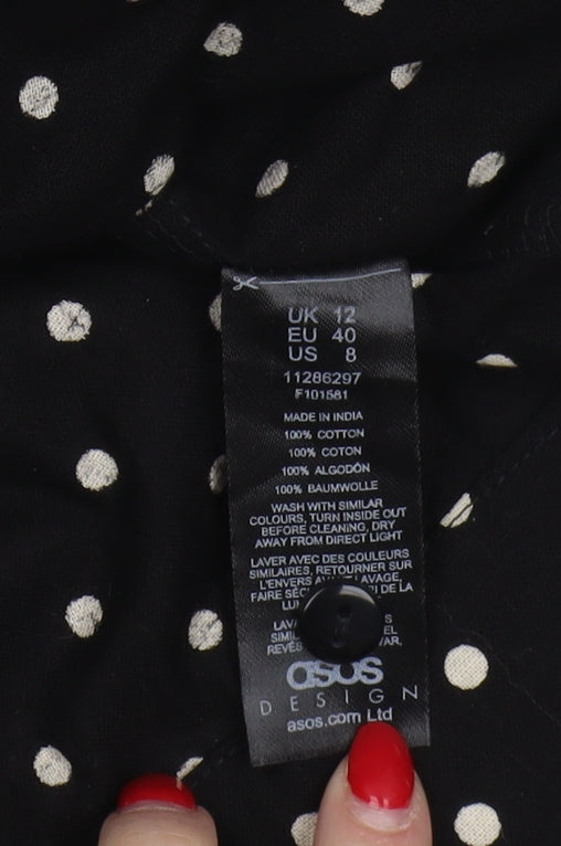 ASOS Design Women's Polka Dot Black Dress, Size 12