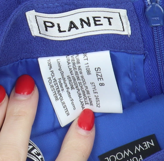 Planet Women's Blue Pencil Skirt Size 8 Wool Business
