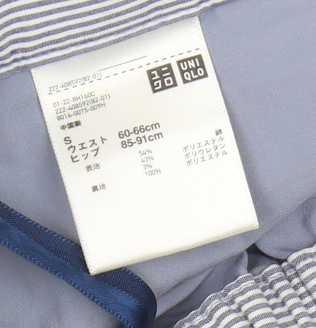 Uniqlo Women's Blue Striped A-Line Midi Skirt S