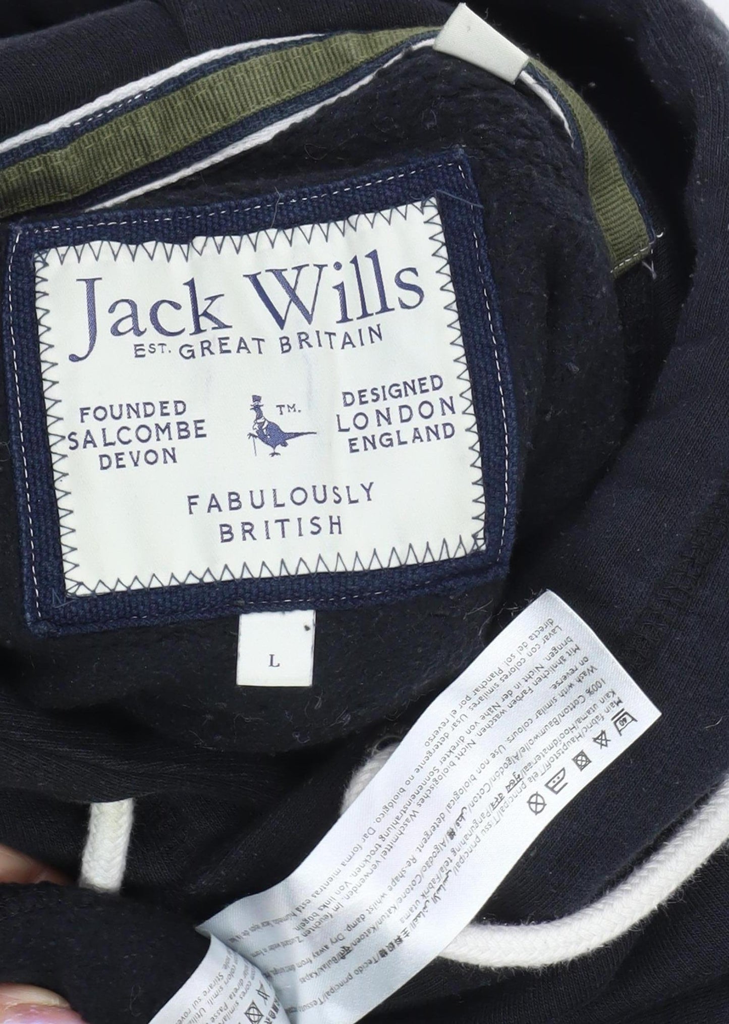 Jack Wills Men's Black Pullover Hoodie - L