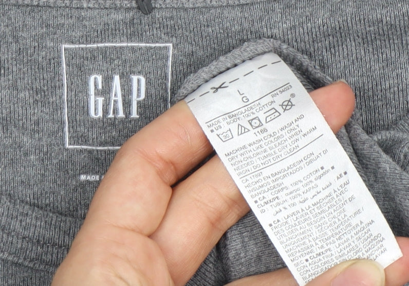 GAP Men's Grey Long Sleeve T-Shirt L Crew Neck