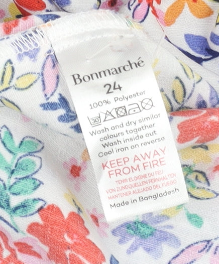 Bonmarché Women's Multicoloured Size 24 Plus Floral Short Sleeve Top