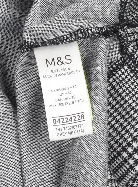 Marks & Spencer Women’s Grey Check Top, Size 14, Casual