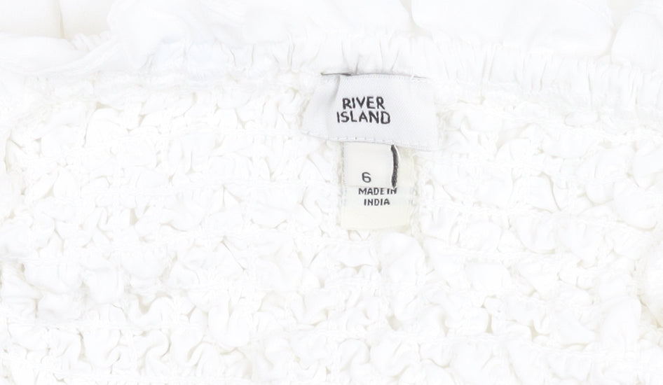 River Island Women's White Puff Sleeve Blouse, Size 6