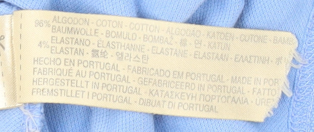 Massimo Dutti Men's Blue Slim Fit Polo Shirt Medium