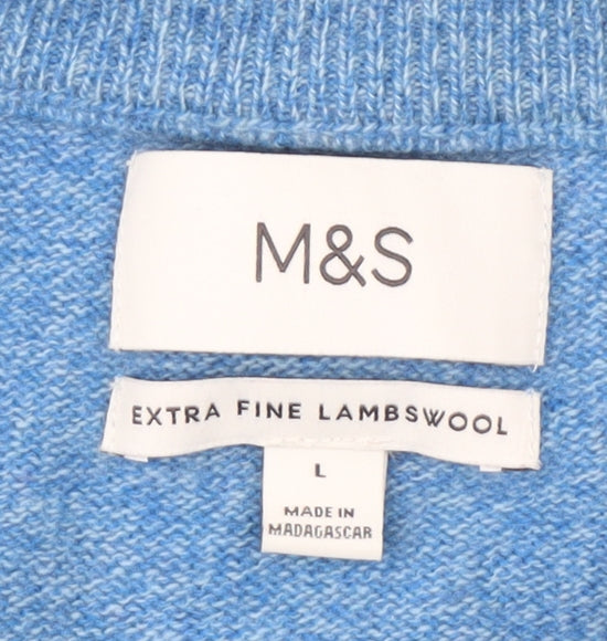 Marks and Spencer Men's Blue Wool Jumper L