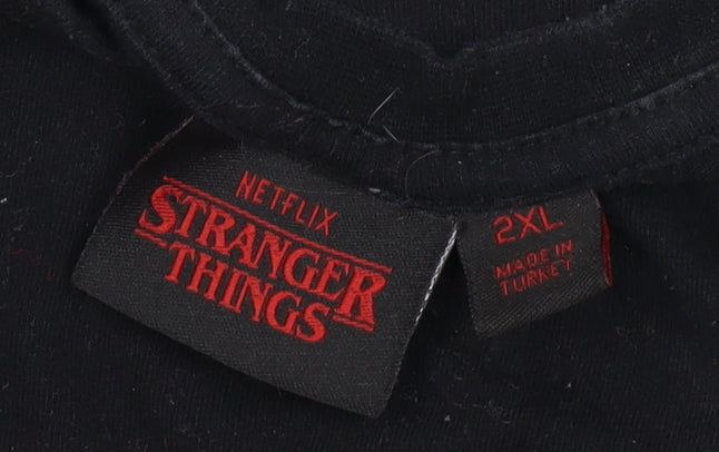 Black Stranger Things T-shirt 2XL Unisex Short Sleeve