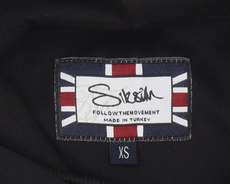 SikSilk Men's Black Pullover Hoodie XS Logo